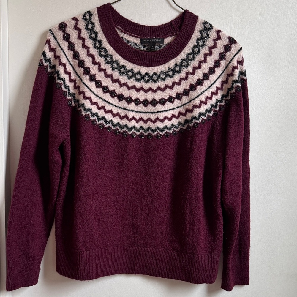 Women's Burgundy Fair Isle Sweater
